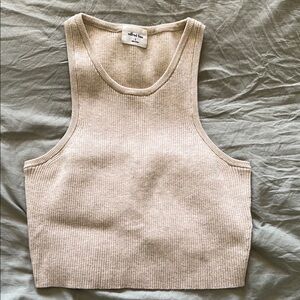 Aritzia Wilfred Free Beige Ribbed Knit Tank Top
